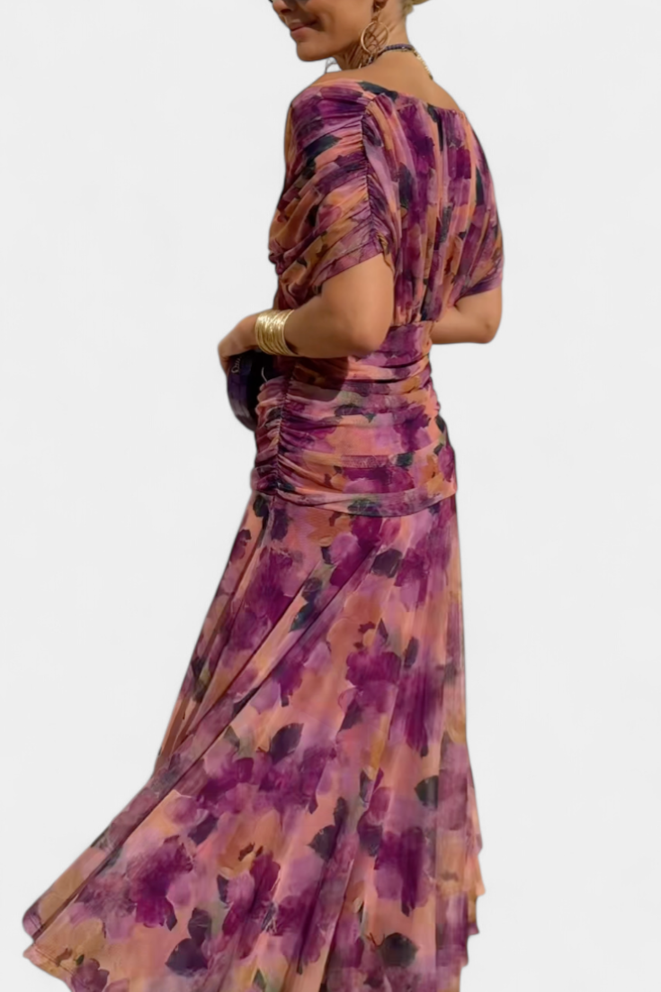 ABIGAIL | LONG FLORAL V-NECK DRESS