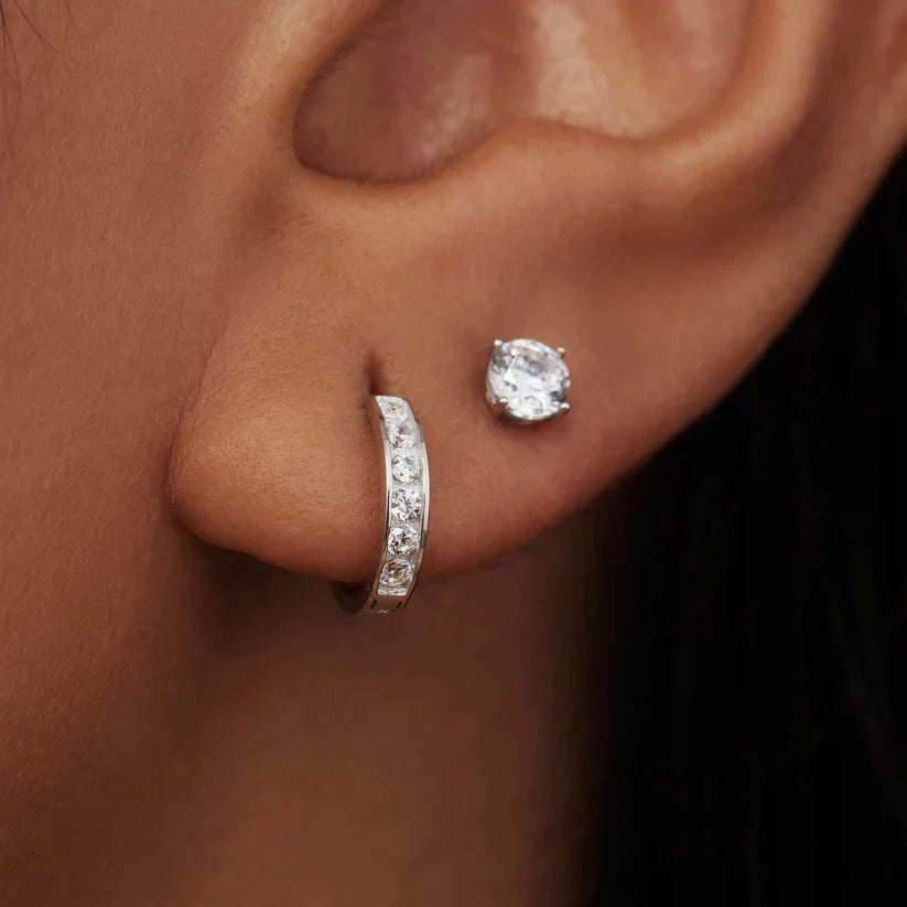 Dara Brillane Stone Earrings Set | White Gold