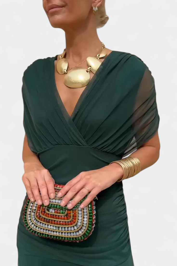 ABIGAIL | LONG FLORAL V-NECK DRESS